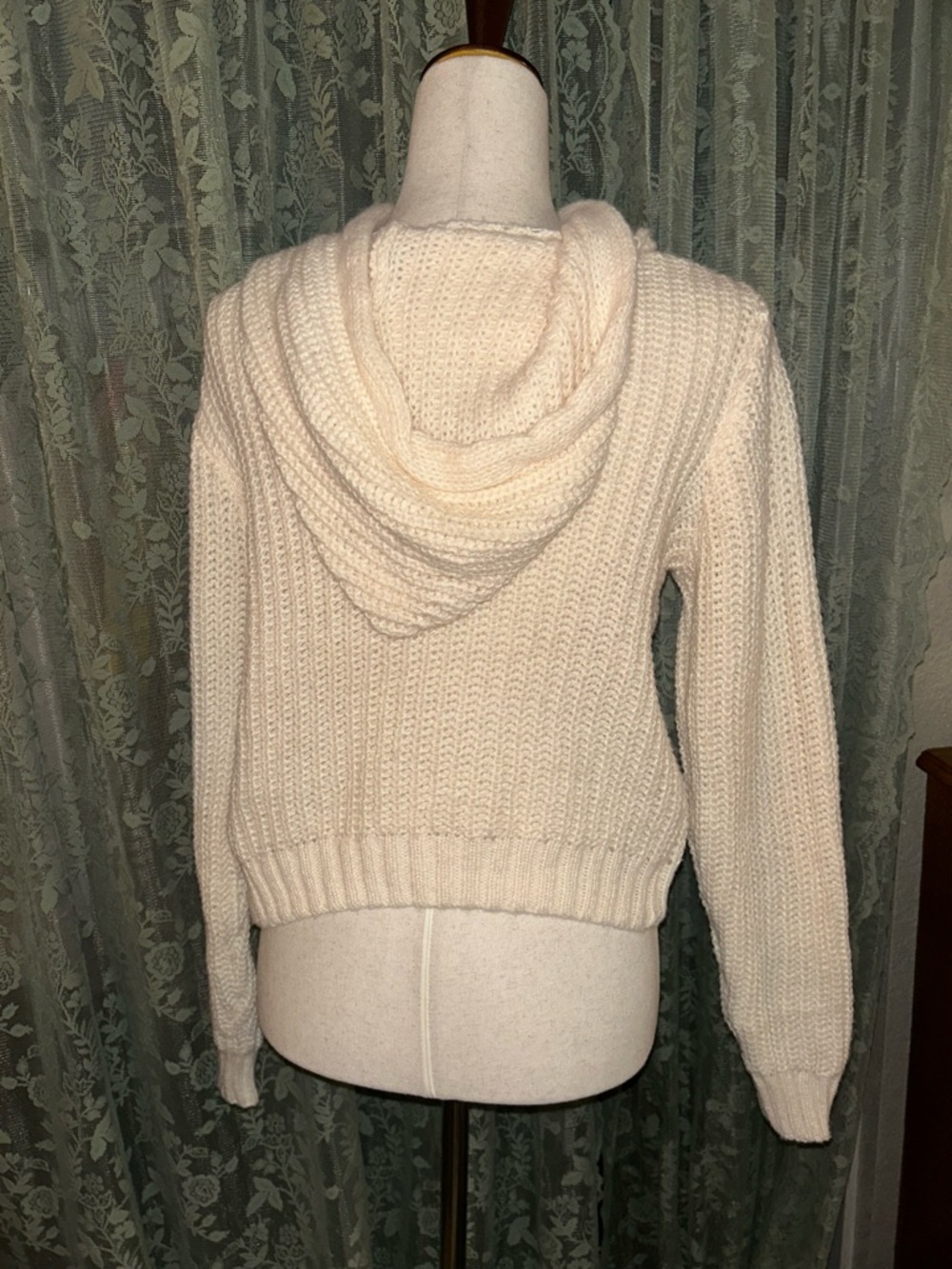 Cozy Cable Knit Hooded Sweater - Cream - Picture 2 of 3